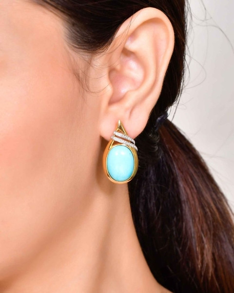 Turquoise Gold Earrings (18K)