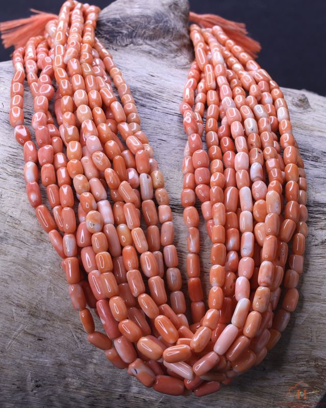 Momo Coral Natural Tube Shape Beads