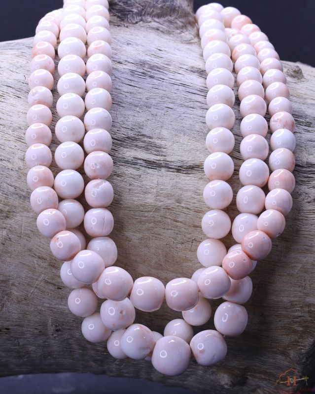 Pink Coral Semi Round Beads