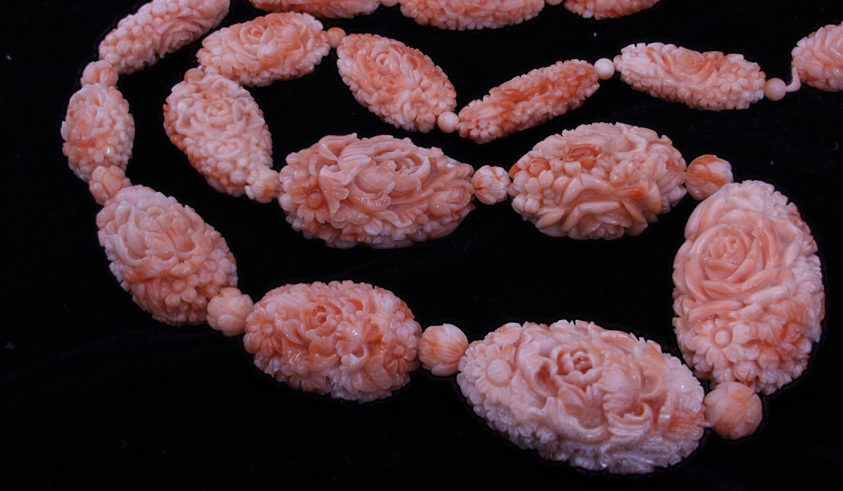 Pink Coral Lotus Carved beads