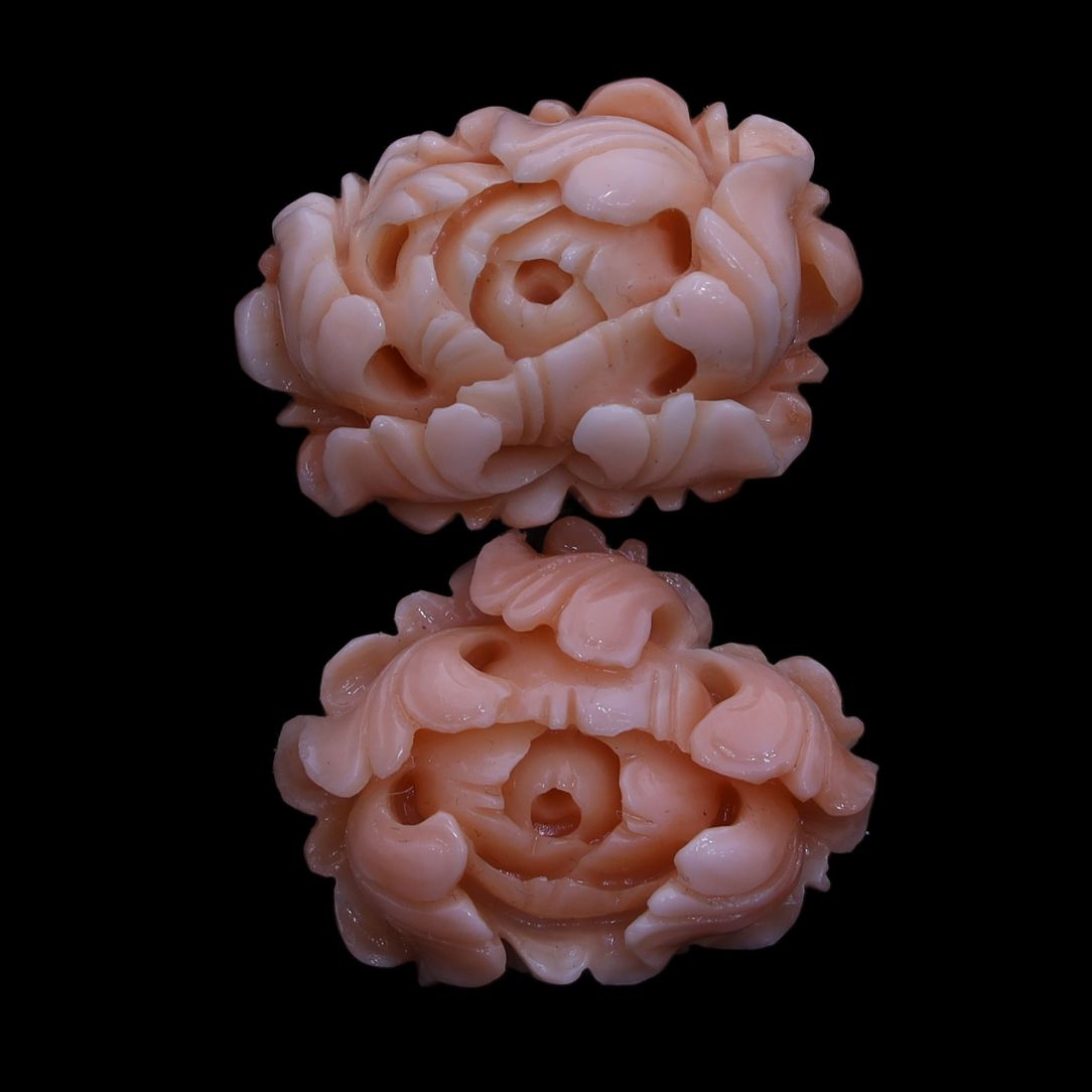 Pink Coral Fancy Flower Carving