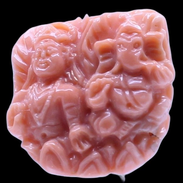 Coral Ganesh Lakshmi Carving