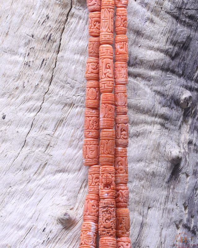 Coral Carved Tube Shape Beads 