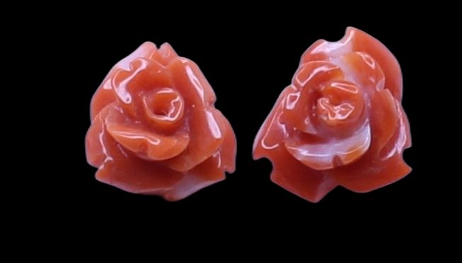 Red Coral Flower Carving
